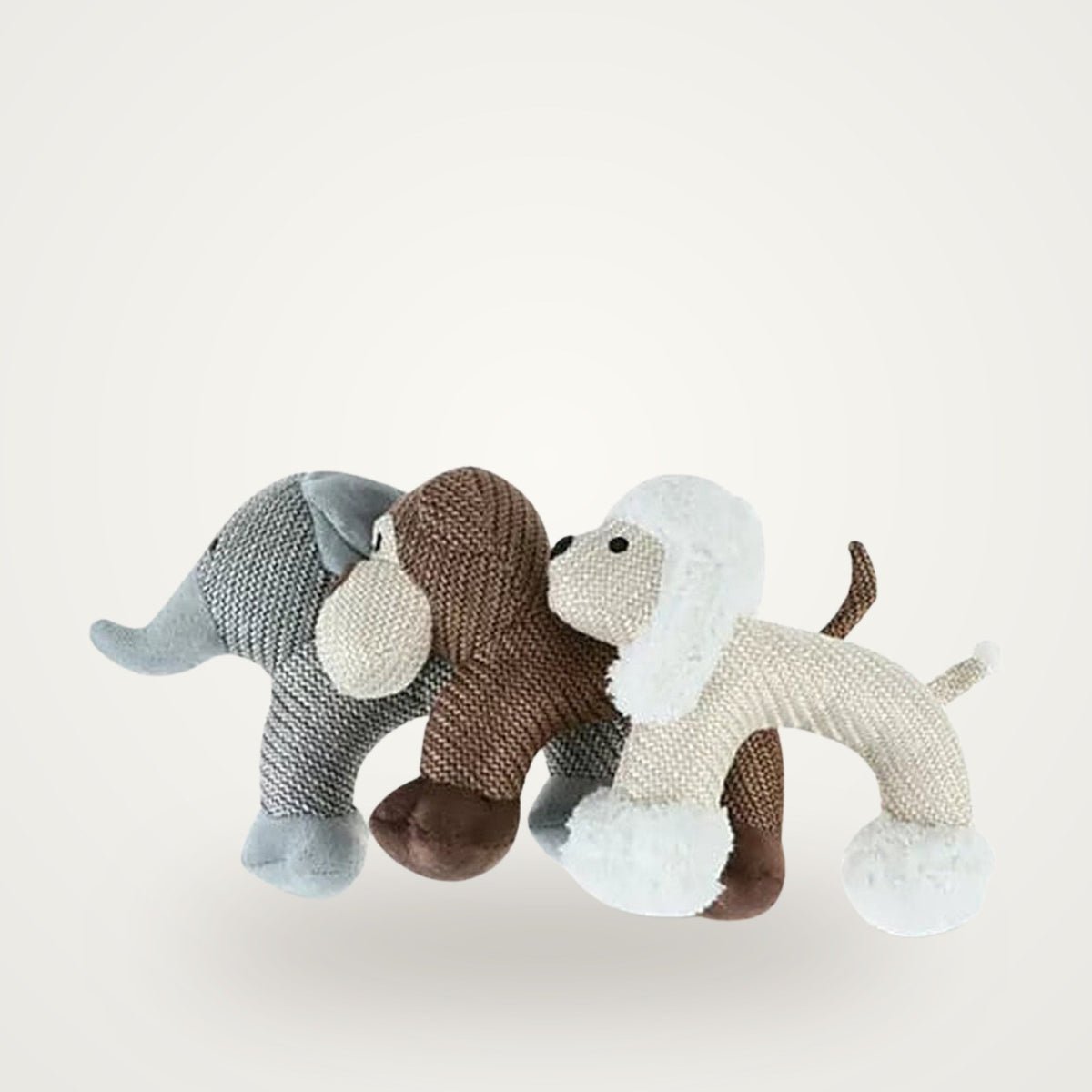 Les 3 modèles de peluche couineuse DogSmile : éléphant, singe, caniche (1 au choix)